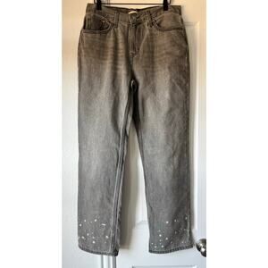 Levis Womens Gray Mid Rise Low Pro Straight Jean Splatter Hem Slouchy | Size 29